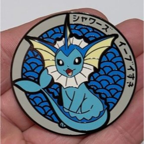 Pokemon Vaporeon Enamel Pin Water Type Eevee Evolution Kawaii Collectible Badge - Picture 2 of 3